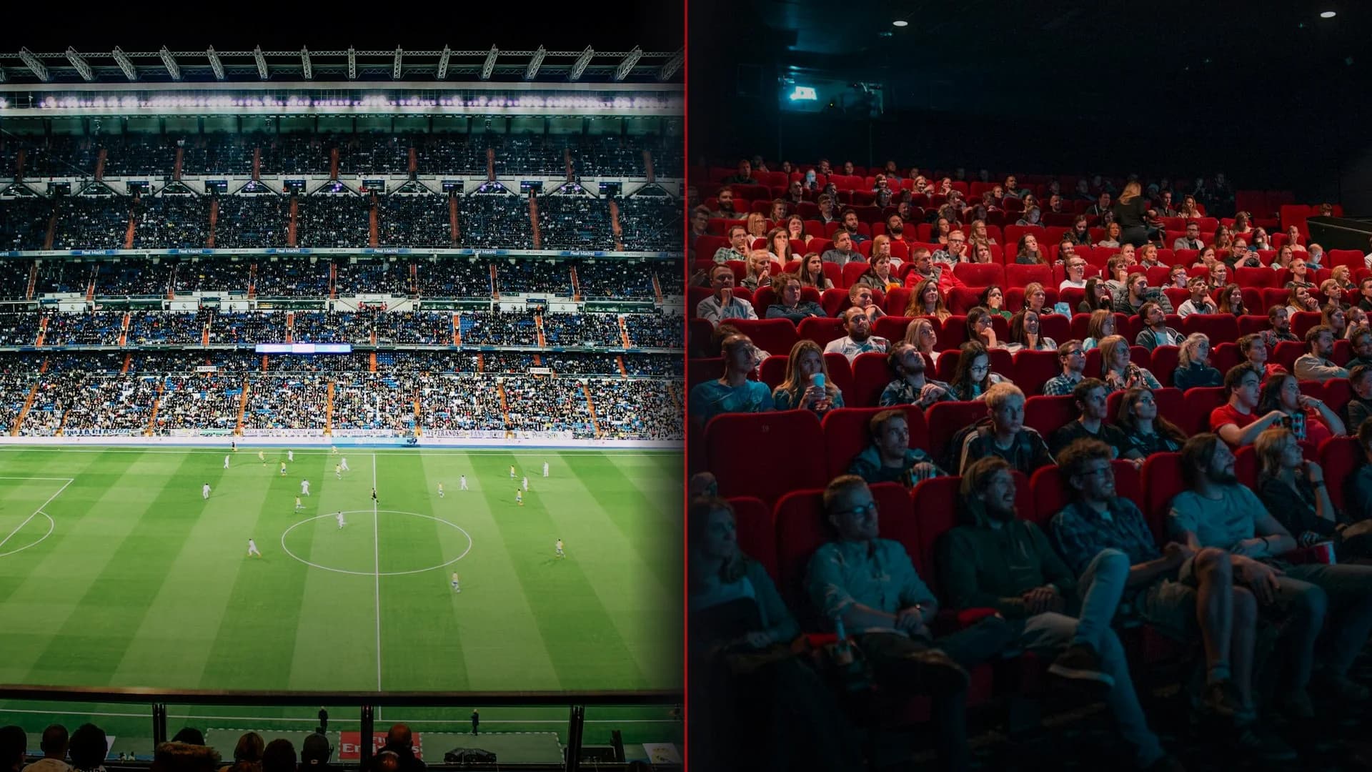 Live Sports Football Stadium and 4K Cinema Streaming Banner for UK and USA IPTV